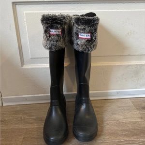 Hunter boots with warm socks